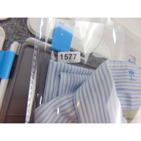 Tommy Bahama Shirt Mens 17x36/37 Light  Blue Striped Long Sleeve Button Down - Picture 8 of 8